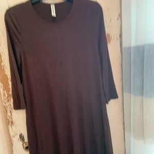 NWOT Cotton 3/4 sleeve brown dress